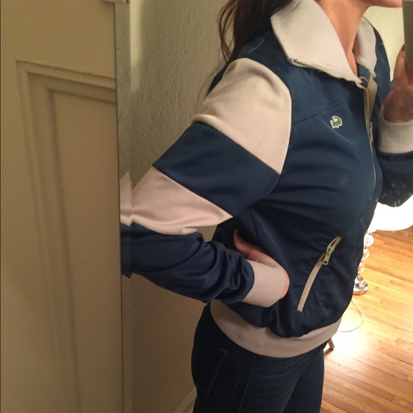 Chemise Lacoste Blue & Beige Bomber Jacket! - Picture 7 of 8